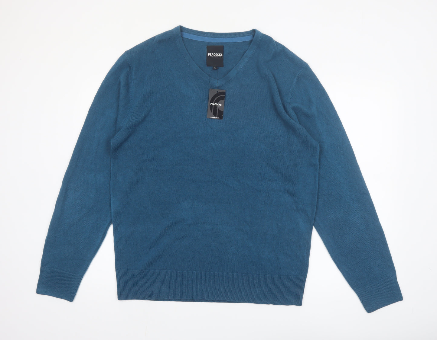 Peacocks Mens Blue V-Neck Acrylic Knit Jumper XL