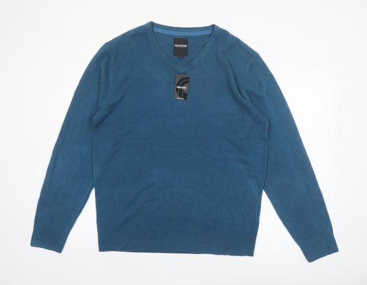 Peacocks Mens Blue V-Neck Acrylic Knit Jumper XL