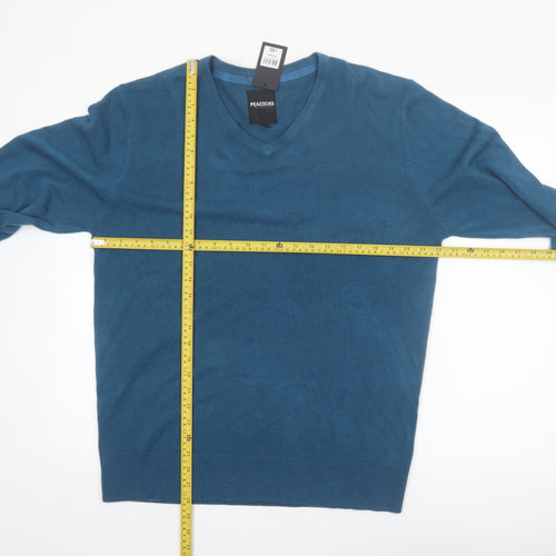 Peacocks Mens Blue V-Neck Acrylic Knit Jumper XL