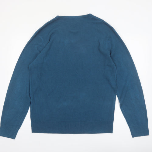 Peacocks Mens Blue V-Neck Acrylic Knit Jumper XL