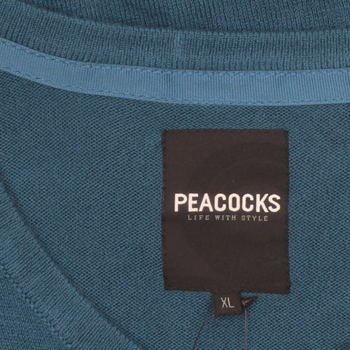 Peacocks Mens Blue V-Neck Acrylic Knit Jumper XL
