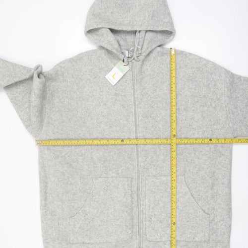 Primark Men’s Grey Wool Blend Zip Hooded Jumper Size L