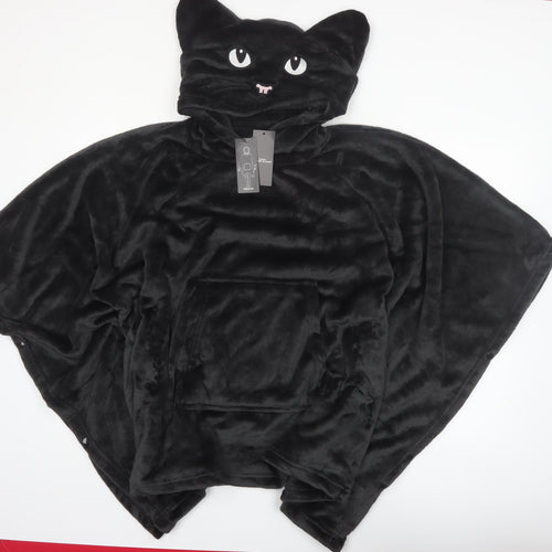 Marks and Spencer Women Black Cat Hooded Fleece Robe M