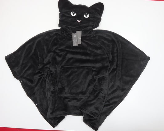 Marks and Spencer Women Black Cat Hooded Fleece Robe M