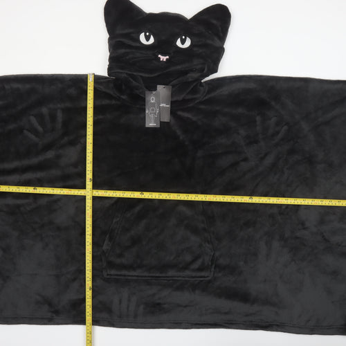 Marks and Spencer Women Black Cat Hooded Fleece Robe M