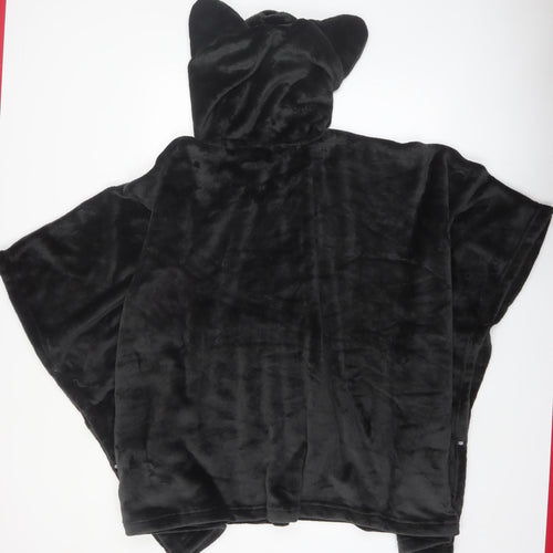 Marks and Spencer Women Black Cat Hooded Fleece Robe M