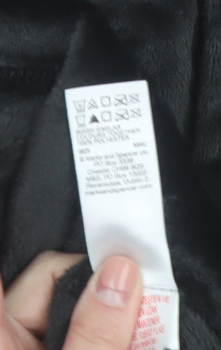 Marks and Spencer Women Black Cat Hooded Fleece Robe M