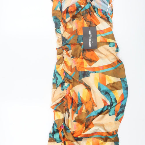 PrettyLittleThing Women’s Multicoloured Halter Slip Dress Size 8