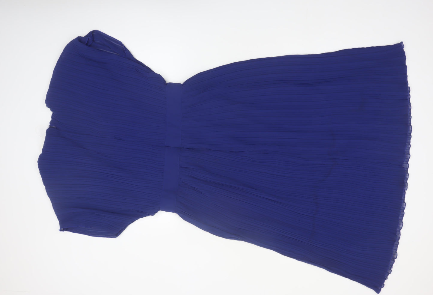 Boohoo Women Blue Size 16 Knee Length Pleated Wrap Dress