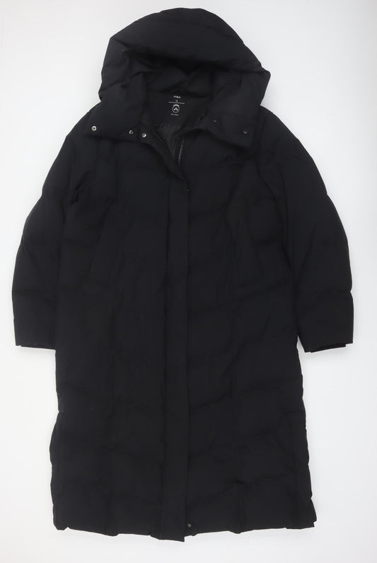 Marks and Spencer Women's Black Long Puffer Coat Size 12 Hooded Stormwear