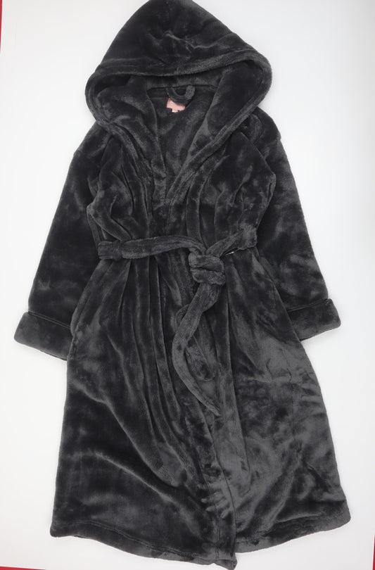 Marks and Spencer Rosie Grey Fleece Hooded Tie Belt Women's Robe XL