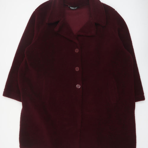 Yours Womens Red Plus Size 22 Long Buttoned Fleece Coat