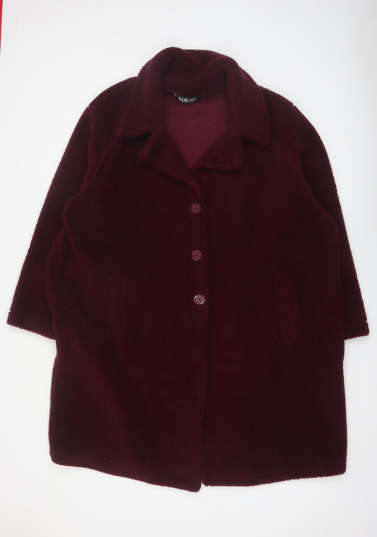 Yours Womens Red Plus Size 22 Long Buttoned Fleece Coat