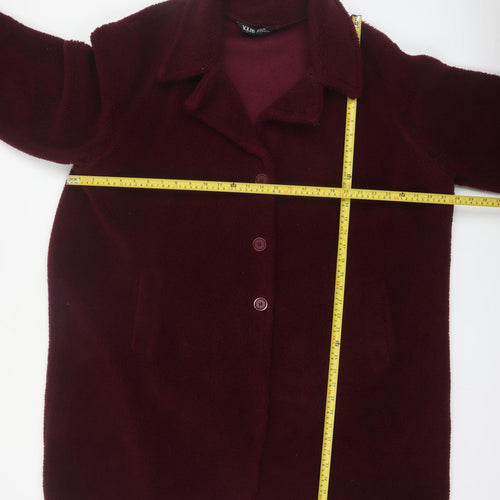 Yours Womens Red Plus Size 22 Long Buttoned Fleece Coat