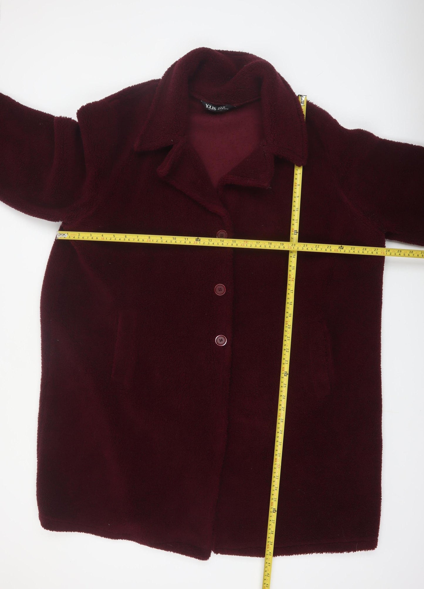 Yours Womens Red Plus Size 22 Long Buttoned Fleece Coat