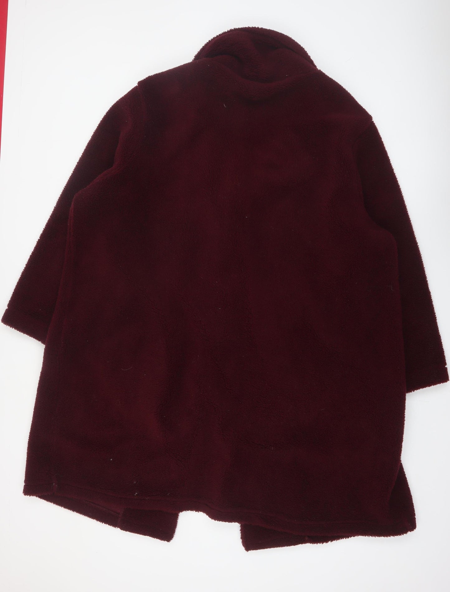 Yours Womens Red Plus Size 22 Long Buttoned Fleece Coat