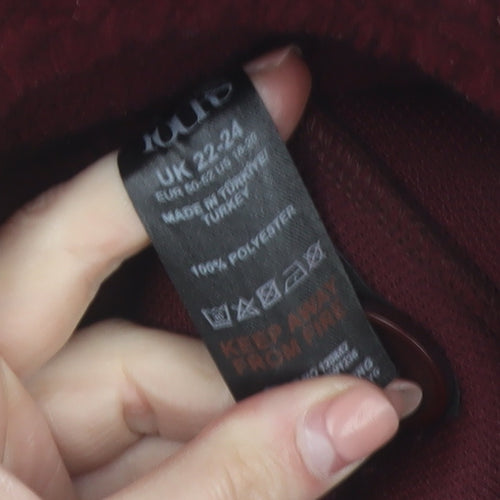 Yours Womens Red Plus Size 22 Long Buttoned Fleece Coat