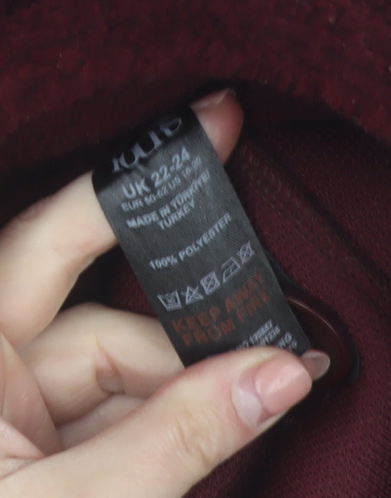 Yours Womens Red Plus Size 22 Long Buttoned Fleece Coat