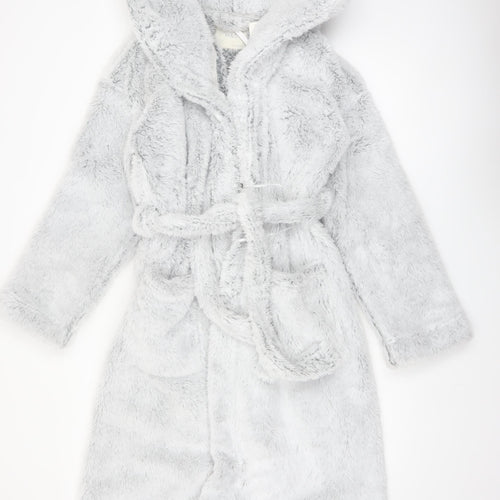 Marks and Spencer Women's Grey Fleece Hooded Robe M