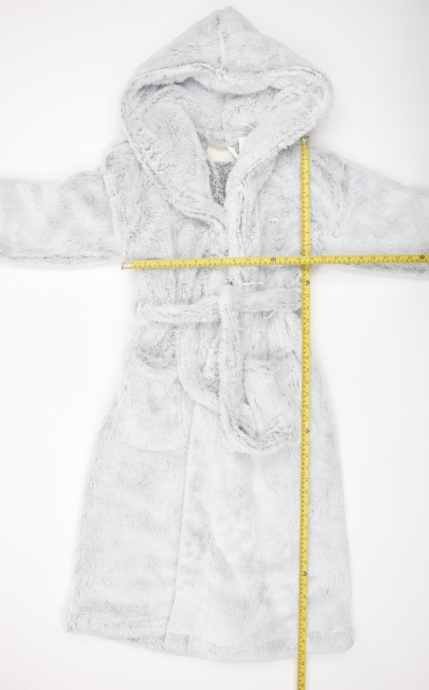 Marks and Spencer Women's Grey Fleece Hooded Robe M