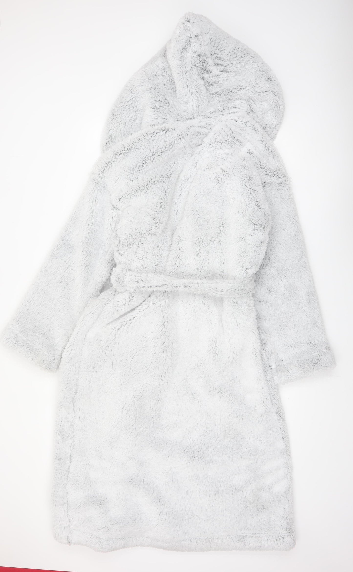 Marks and Spencer Women's Grey Fleece Hooded Robe M