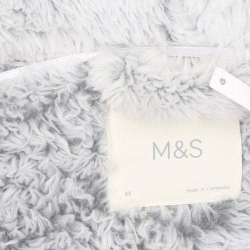 Marks and Spencer Women's Grey Fleece Hooded Robe M