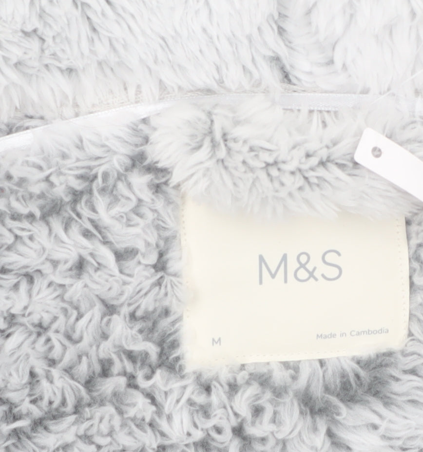 Marks and Spencer Women's Grey Fleece Hooded Robe M