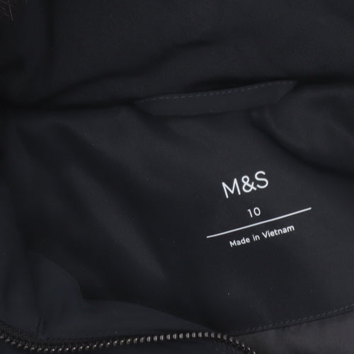 Marks and Spencer Women's Blue Hooded Fur Trim Parka Coat Size 10