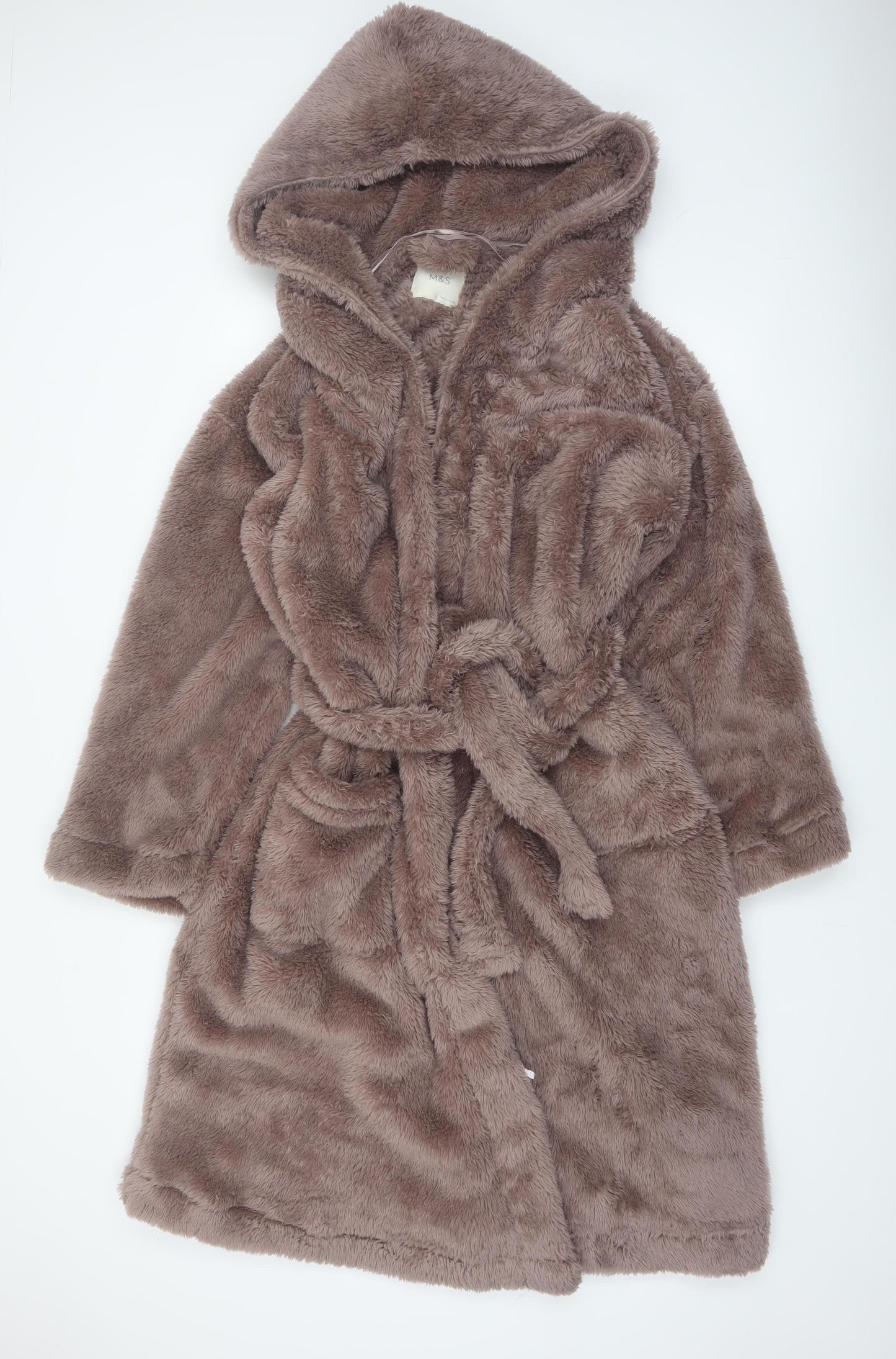 Marks and Spencer Women's Brown Fleece Hooded Robe L