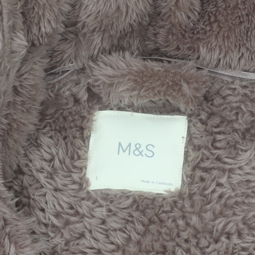 Marks and Spencer Women's Brown Fleece Hooded Robe L
