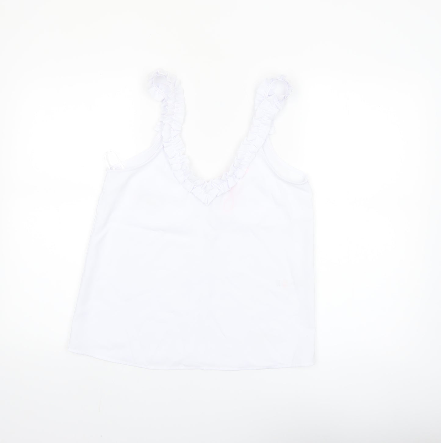 Savida Women White XS Ruffle Strap Camisole Tank Top