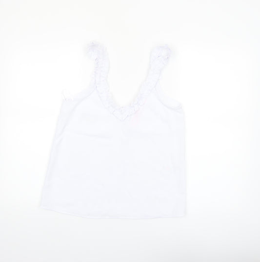 Savida Women White XS Ruffle Strap Camisole Tank Top