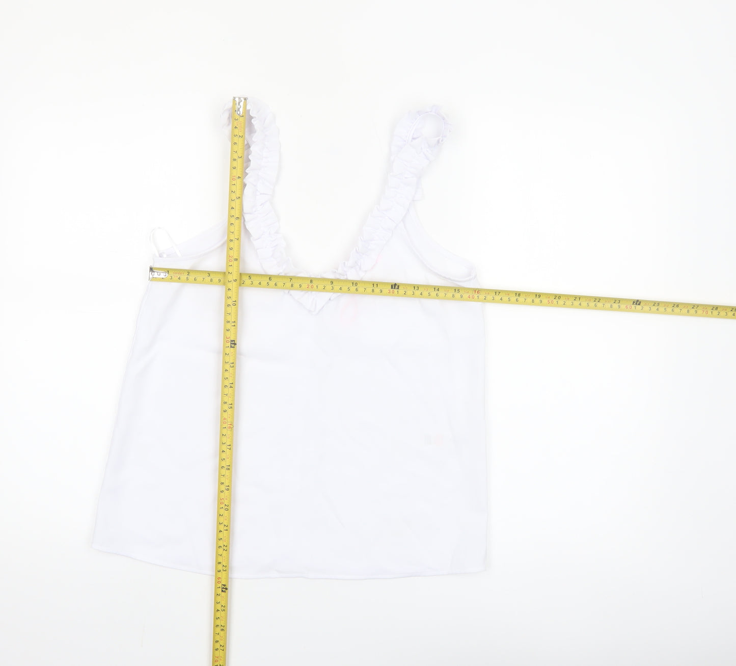 Savida Women White XS Ruffle Strap Camisole Tank Top