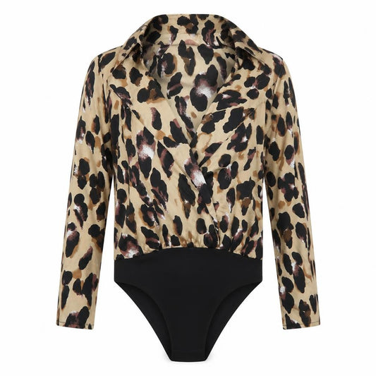 Quiz Women's Multicoloured Leopard Print Long Sleeve Bodysuit Size 10
