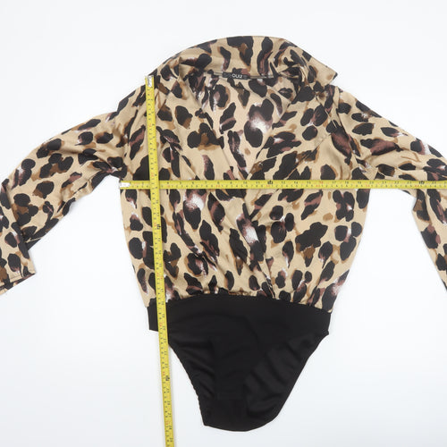 Quiz Women's Multicoloured Leopard Print Long Sleeve Bodysuit Size 10