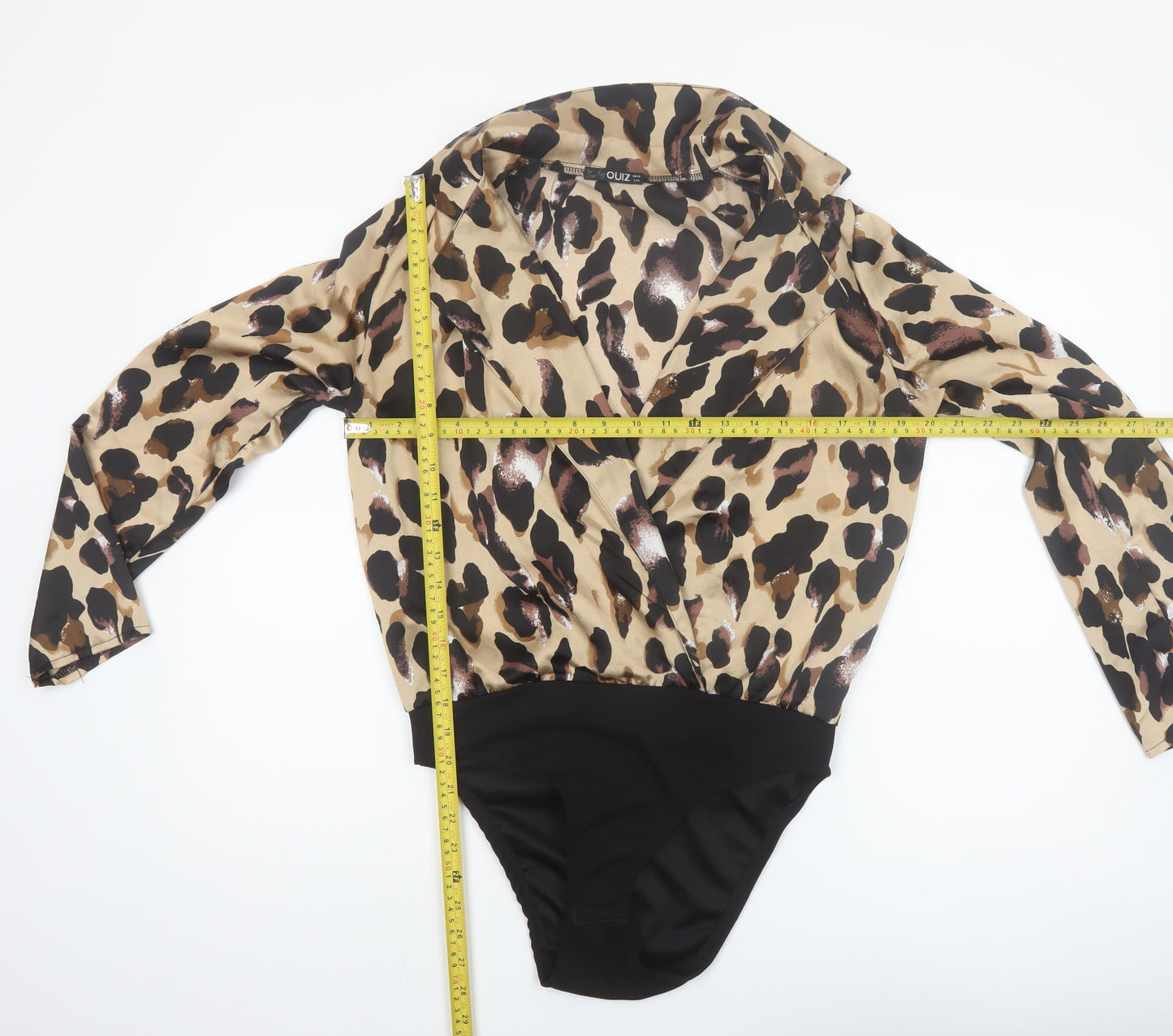 Quiz Women's Multicoloured Leopard Print Long Sleeve Bodysuit Size 10