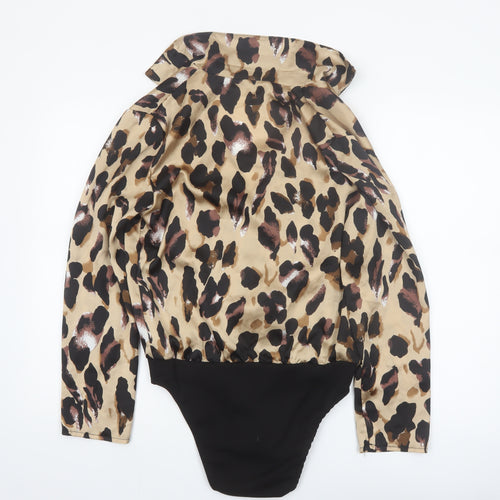 Quiz Women's Multicoloured Leopard Print Long Sleeve Bodysuit Size 10