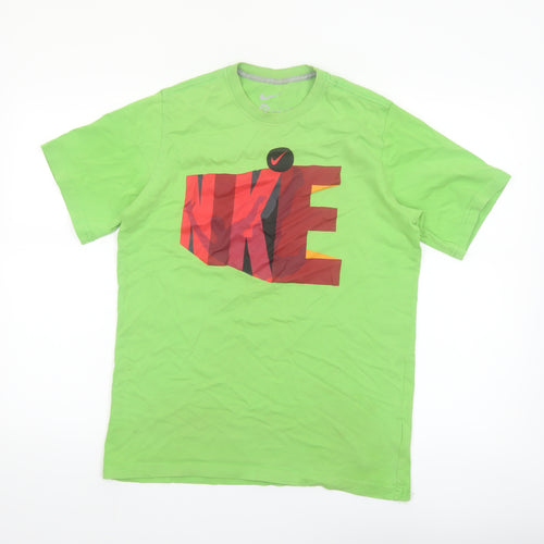 Nike Boys Green Logo Graphic Print Short Sleeve Cotton T-Shirt XL 13-14 Years