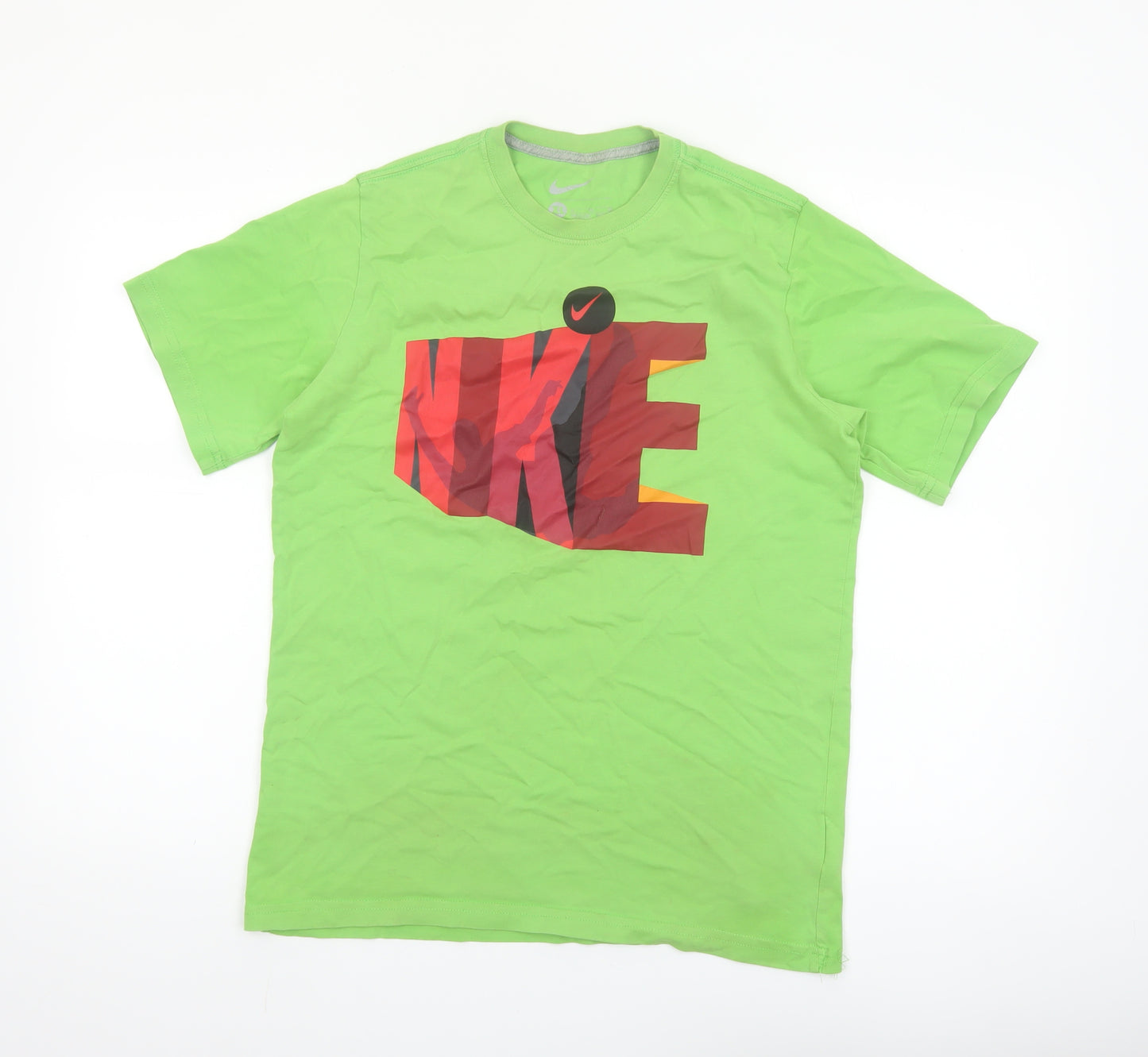 Nike Boys Green Logo Graphic Print Short Sleeve Cotton T-Shirt XL 13-14 Years