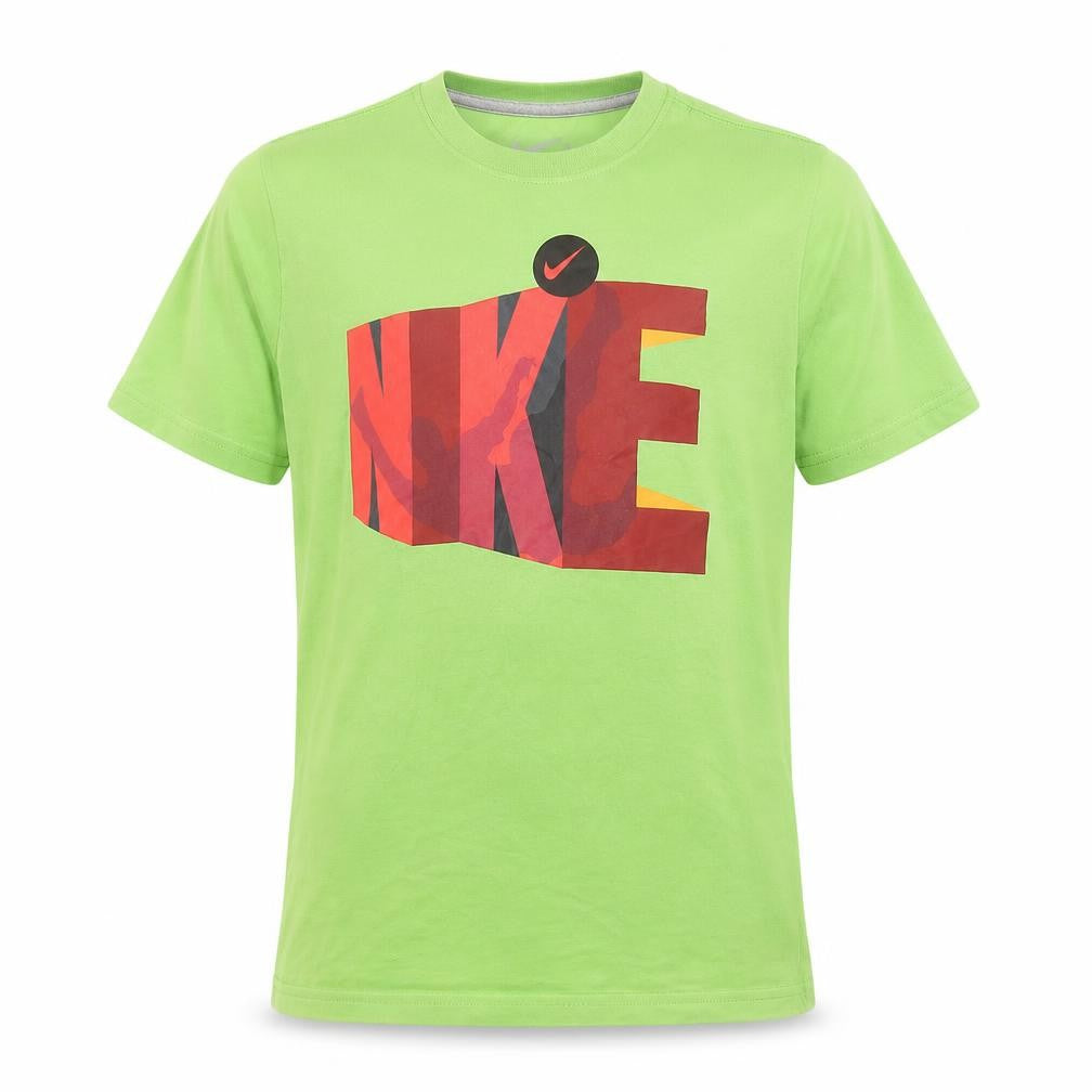 Nike Boys Green Logo Graphic Print Short Sleeve Cotton T-Shirt XL 13-14 Years