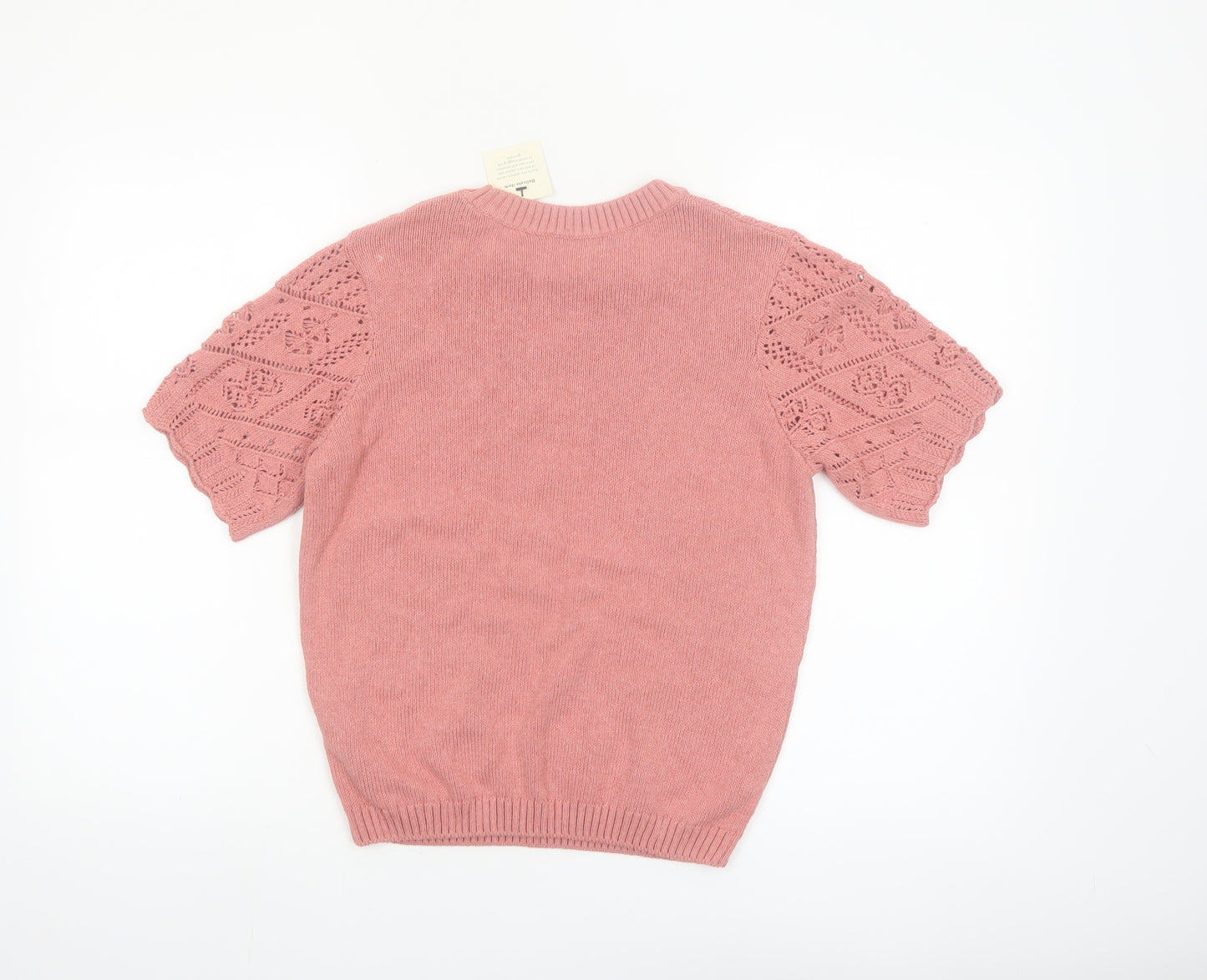 Tu Women Pink Short Sleeve Crew Neck Knit Jumper Size 8