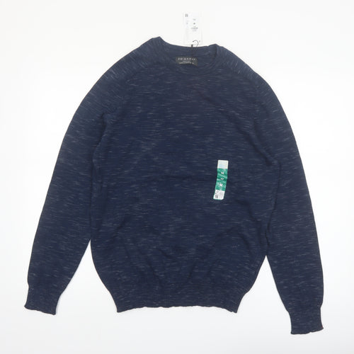 Primark Men's Blue Medium Crew Neck Cotton Blend Pullover Jumper