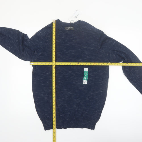 Primark Men's Blue Medium Crew Neck Cotton Blend Pullover Jumper