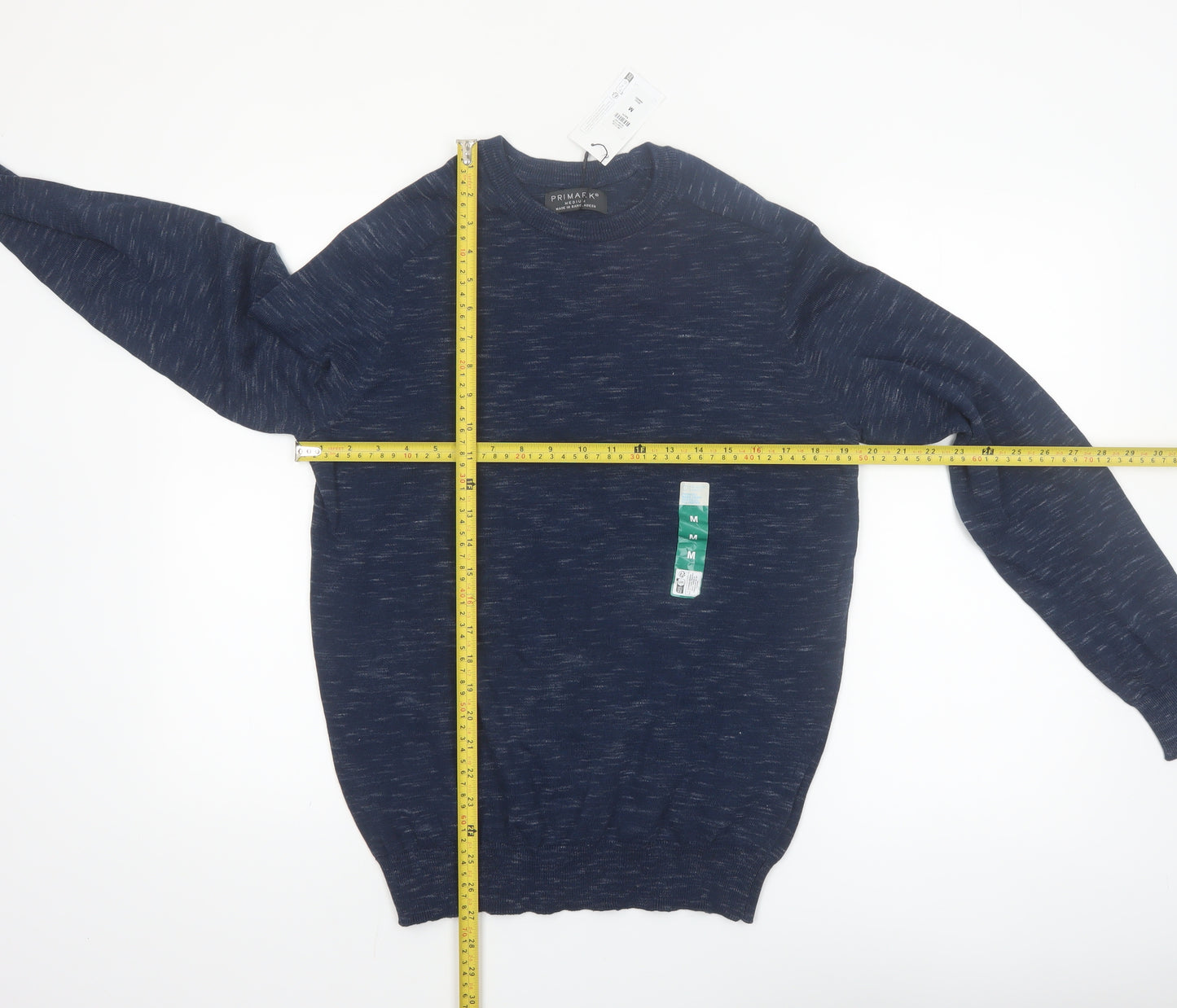 Primark Men's Blue Medium Crew Neck Cotton Blend Pullover Jumper