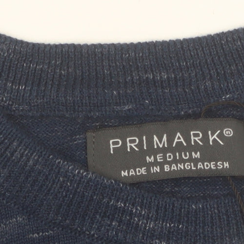Primark Men's Blue Medium Crew Neck Cotton Blend Pullover Jumper