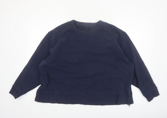 Marks and Spencer Women Navy Blue Cotton Pullover Sweatshirt Size 20