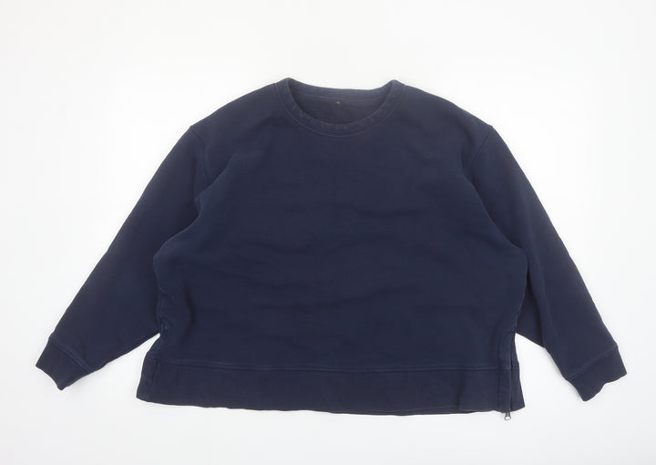 Marks and Spencer Women Navy Blue Cotton Pullover Sweatshirt Size 20