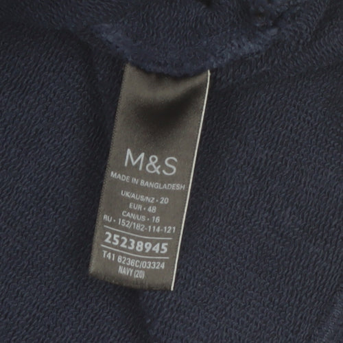 Marks and Spencer Women Navy Blue Cotton Pullover Sweatshirt Size 20