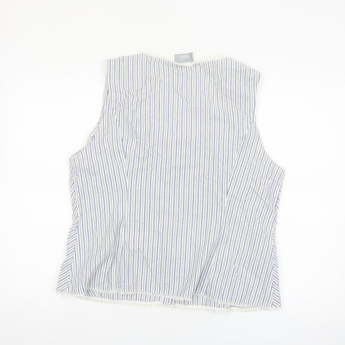 Wallis Women Blue Striped Sleeveless Cotton Blend Camisole Blouse Size 18