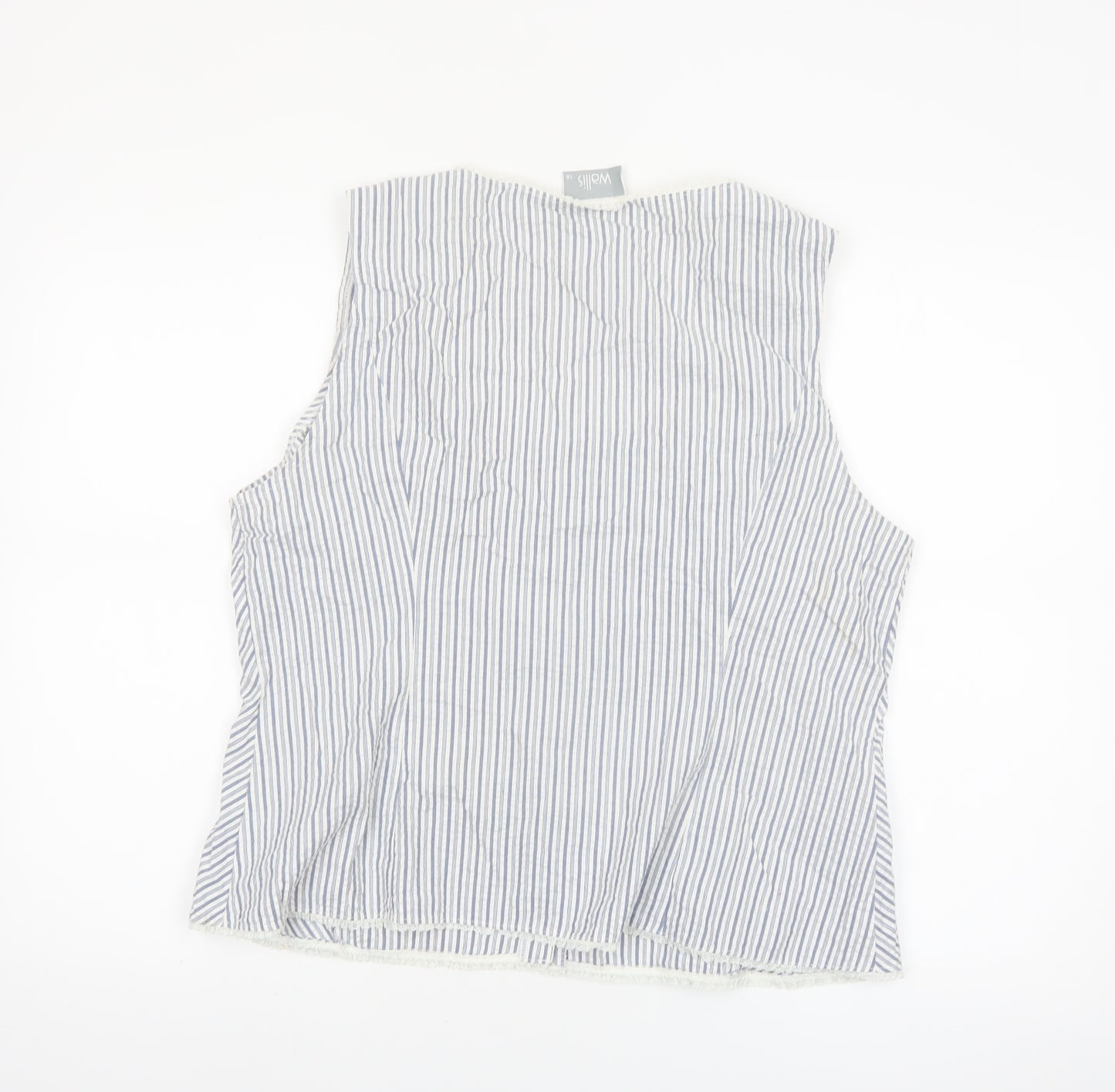 Wallis Women Blue Striped Sleeveless Cotton Blend Camisole Blouse Size 18